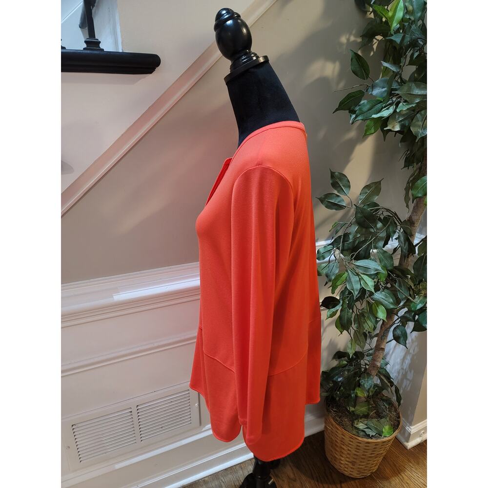 Lauren Ralph Lauren Tunic Blouse Women's Large Orange Crew Curved Hem Pullover - Picture 5 of 9